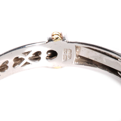 FASHIONPHILE Sterling Silver 18k Gold Diamond Citrine Hinge Cuff 3 of 5