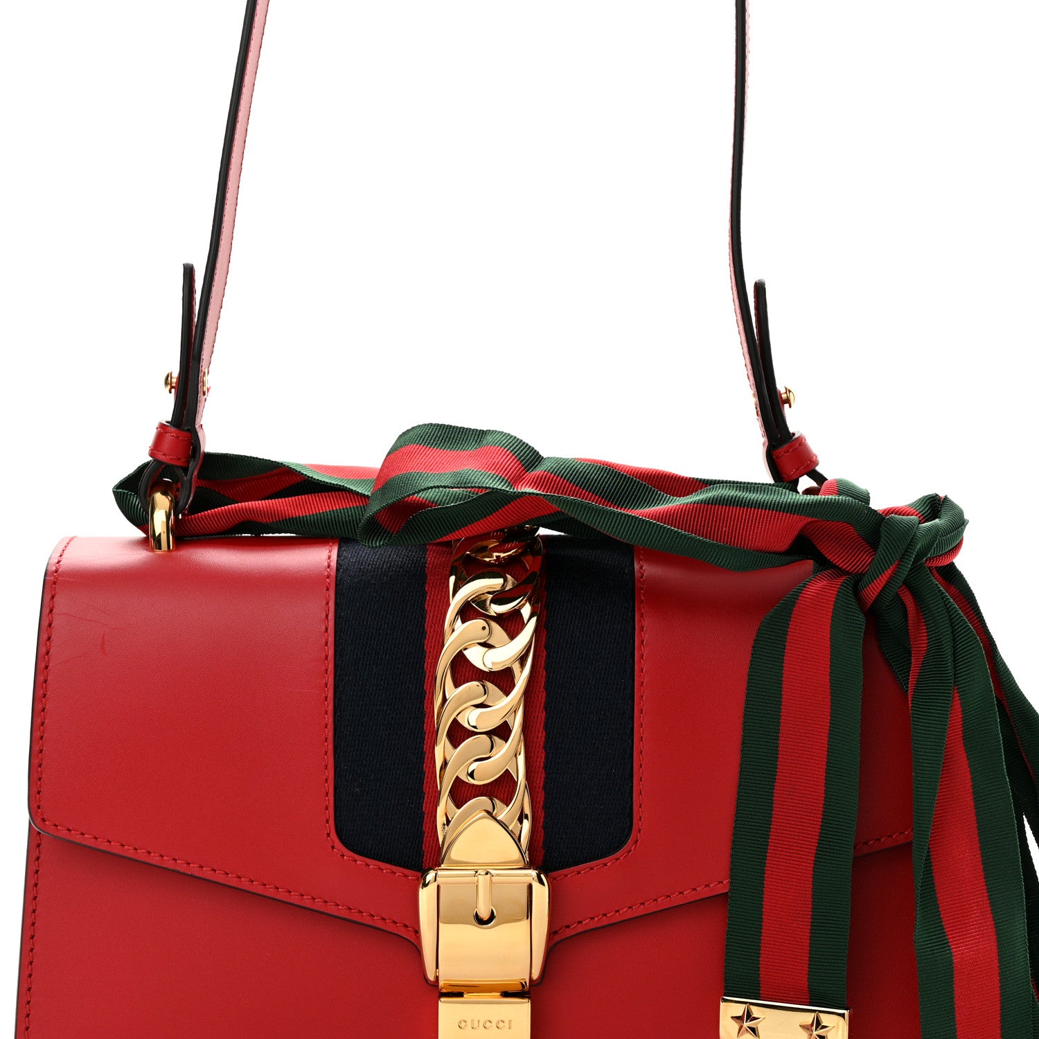 Gucci Calfskin Small Sylvie Shoulder Bag Hibiscus Red 8 of 11