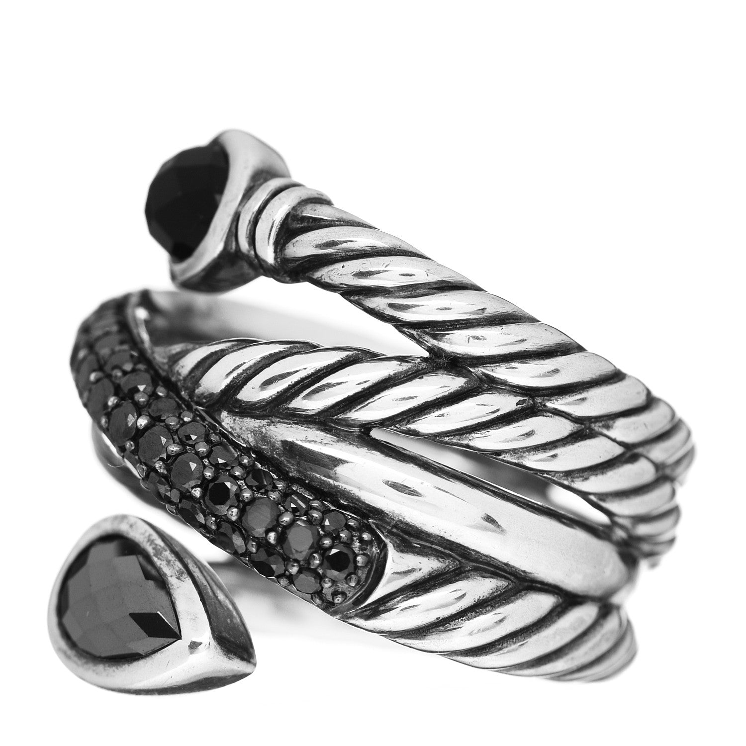 David Yurman Sterling Silver Black Diamond Hematite Black Onyx Renaissance Ring 51 5.75 3 of 5