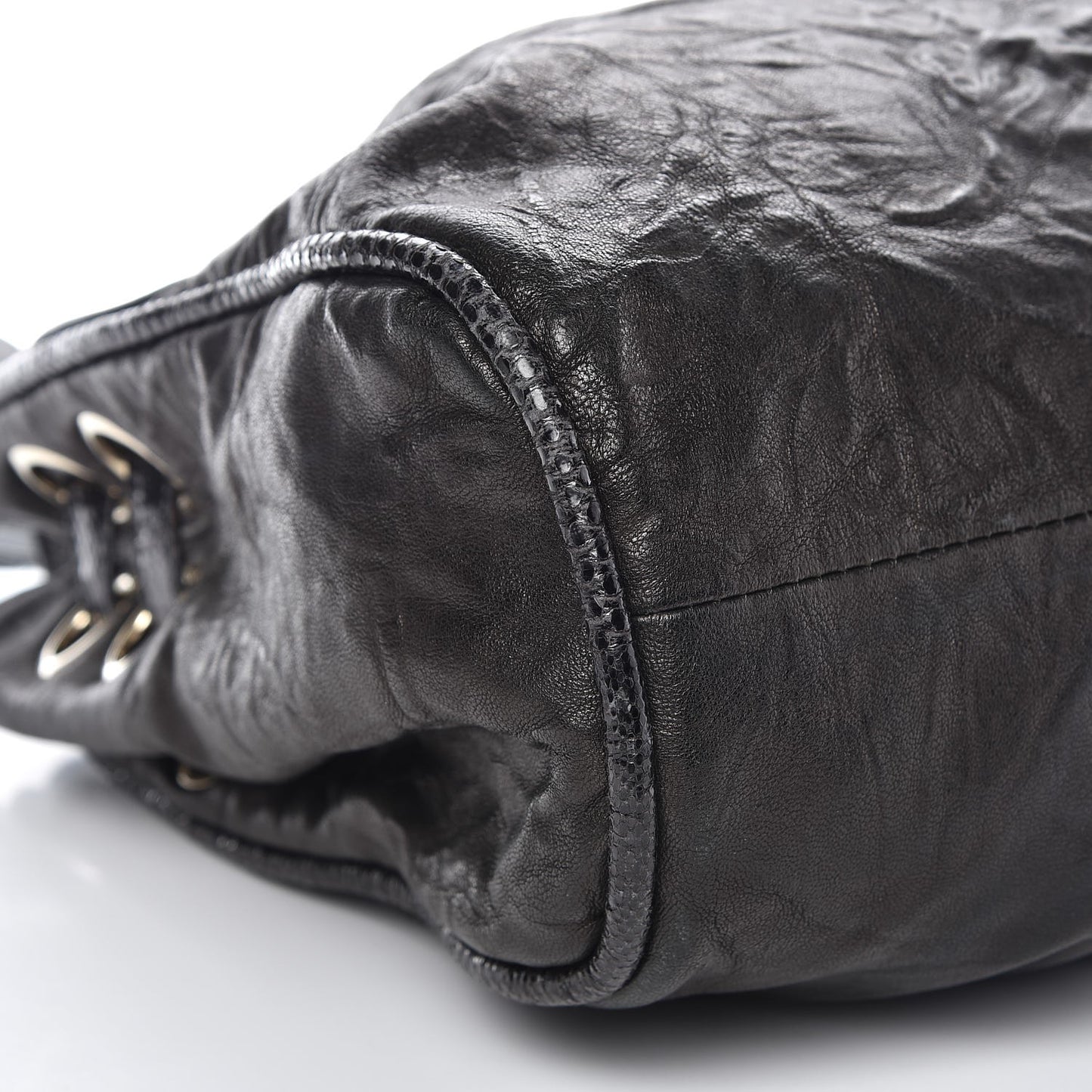 Python Calfskin Embossed Ramona Tote Black