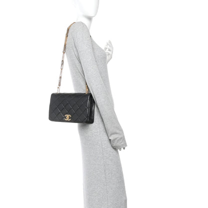 Chanel Lambskin Quilted On And On Medium Chain Flap Black 2 of 11