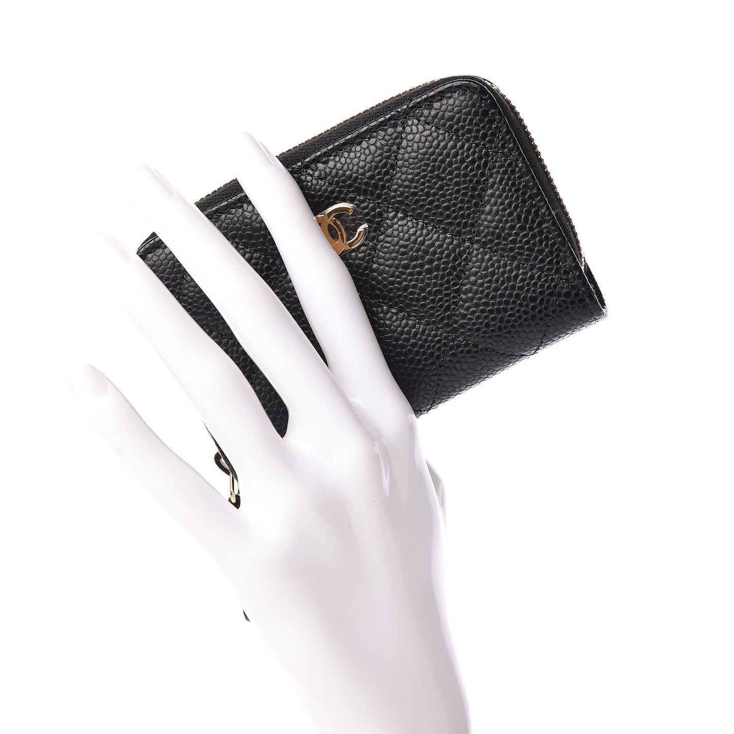 Caviar Quilted Zip Coin Purse Black