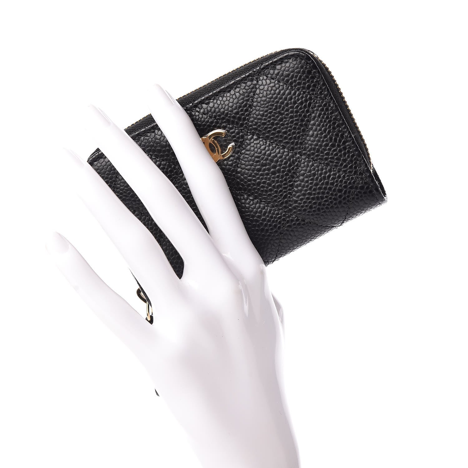 Chanel Caviar Quilted Zip Coin Purse Black 2 of 7