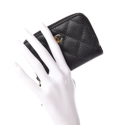 Chanel Caviar Quilted Zip Coin Purse Black 2 of 7