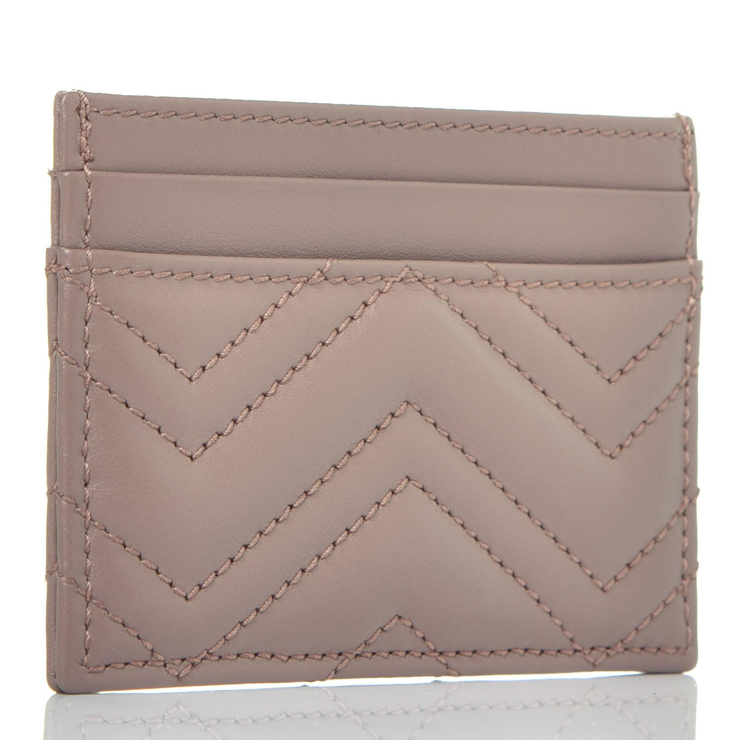 Gucci Calfskin Matelasse GG Marmont Card Holder Porcelain Rose 3 of 6