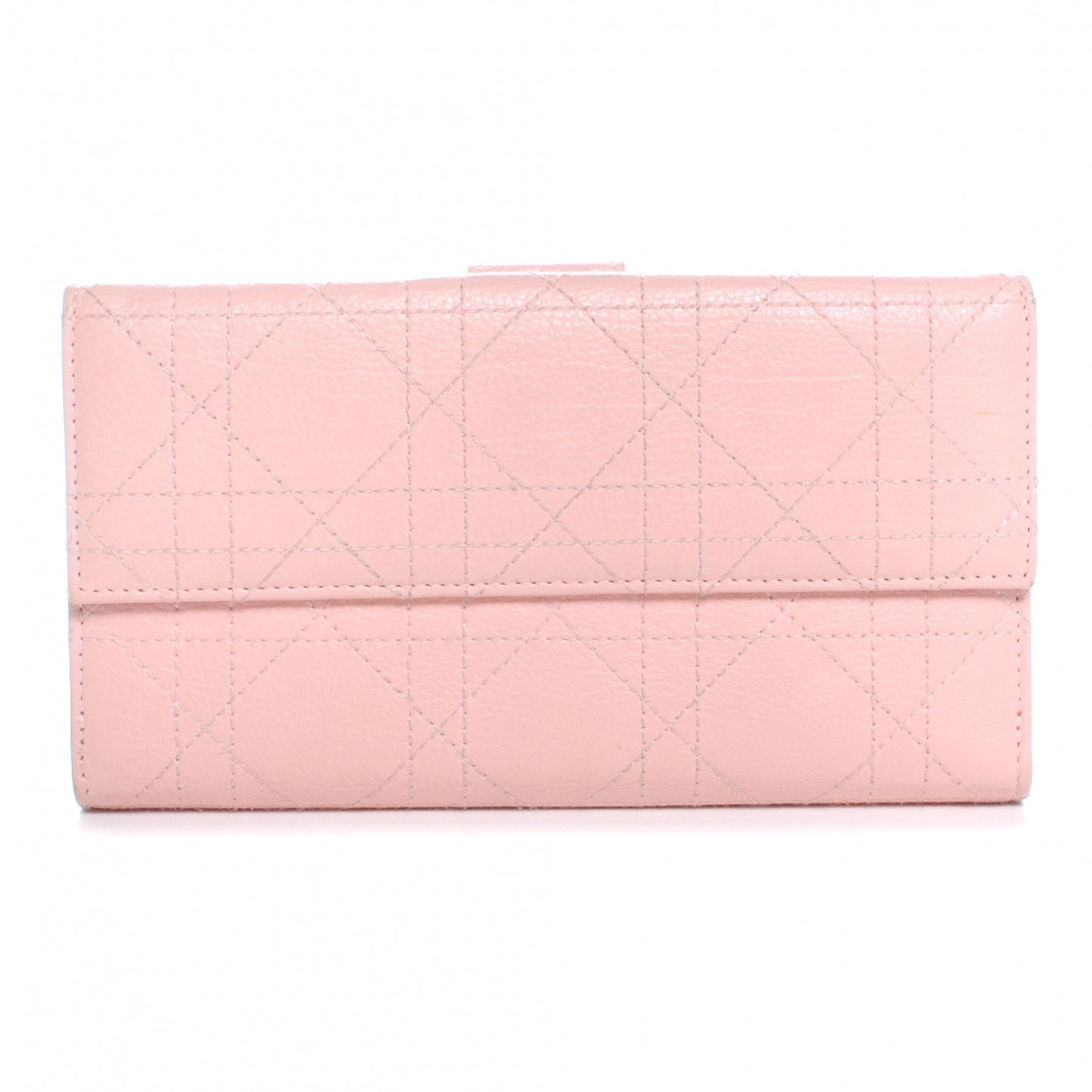 Leather Stitched Lady Cannage Wallet Pink