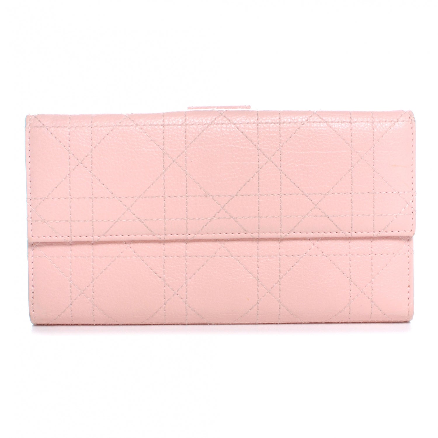 Christian Dior Leather Stitched Lady Cannage Wallet Pink 1 of 7