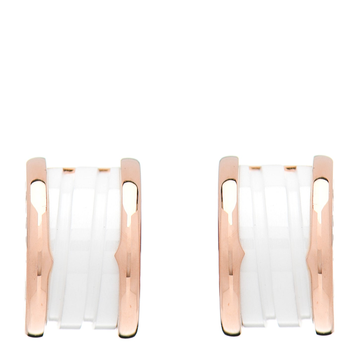 18K Rose Gold White Ceramic B.Zero1 Hoop Earrings