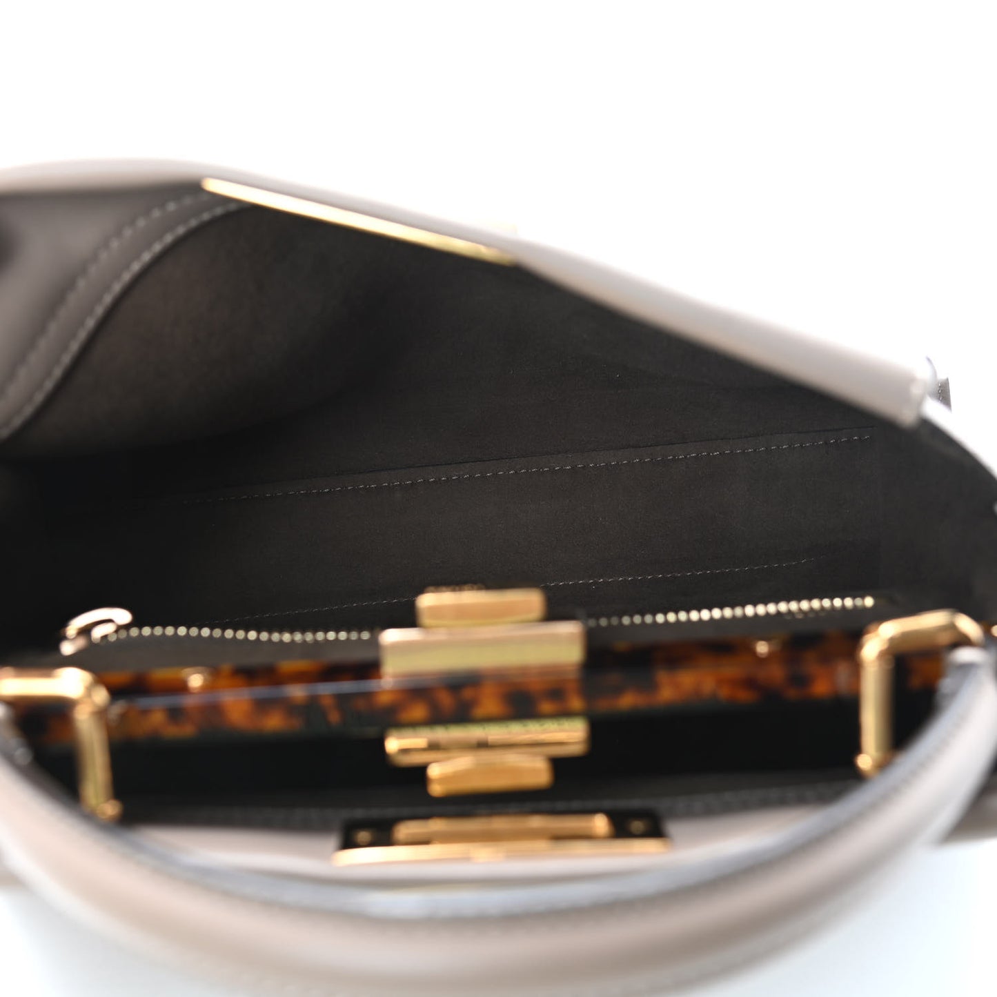 Vitello Seta Plexiglass Tortoise Medium Peekaboo Iconic Satchel Tortora