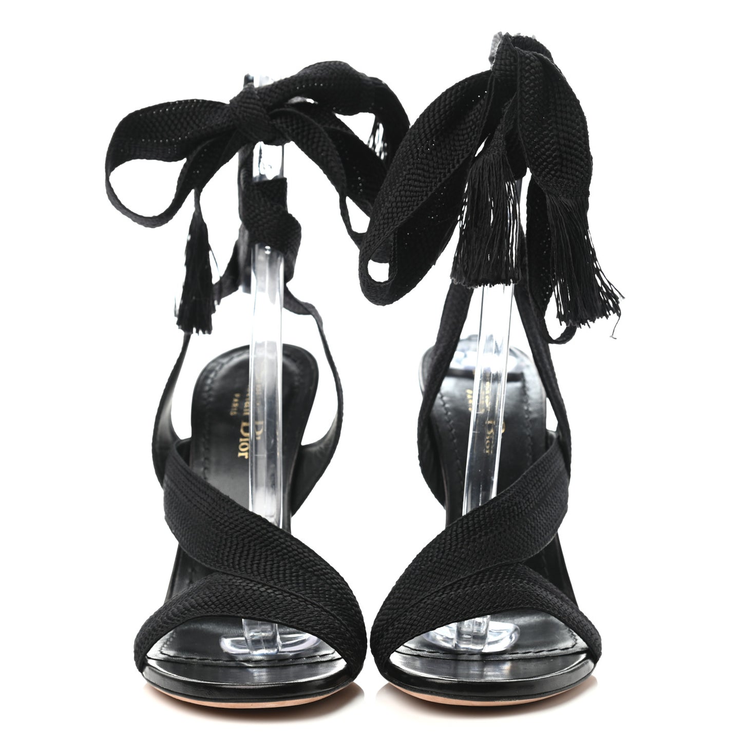 Canvas Ankle Wrap Sandals 39.5 Black