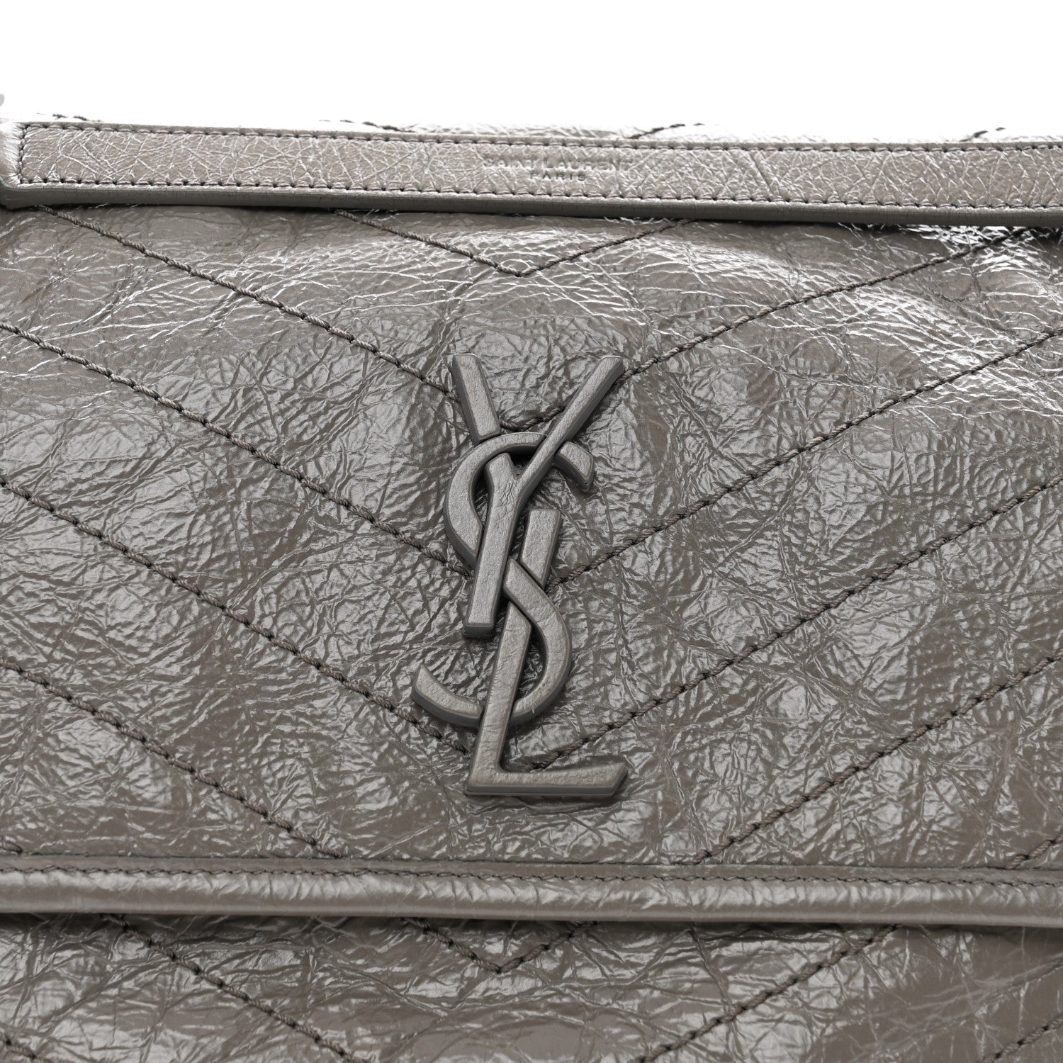 Saint Laurent Crinkled Calfskin Matelasse Monogram Medium Niki Chain Satchel Fog 5 of 10