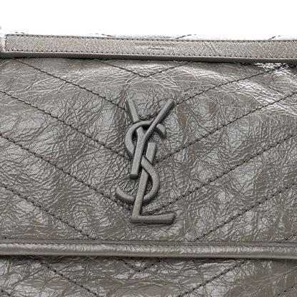 Saint Laurent Crinkled Calfskin Matelasse Monogram Medium Niki Chain Satchel Fog 5 of 10