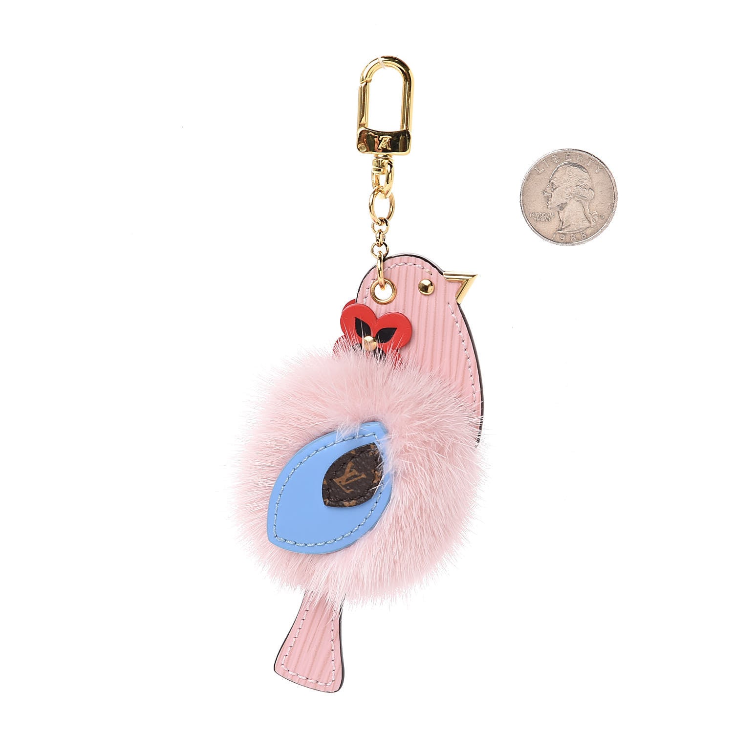Louis Vuitton Mink Fur Epi Monogram Bird Bag Charm Rose Ballerine 2 of 2