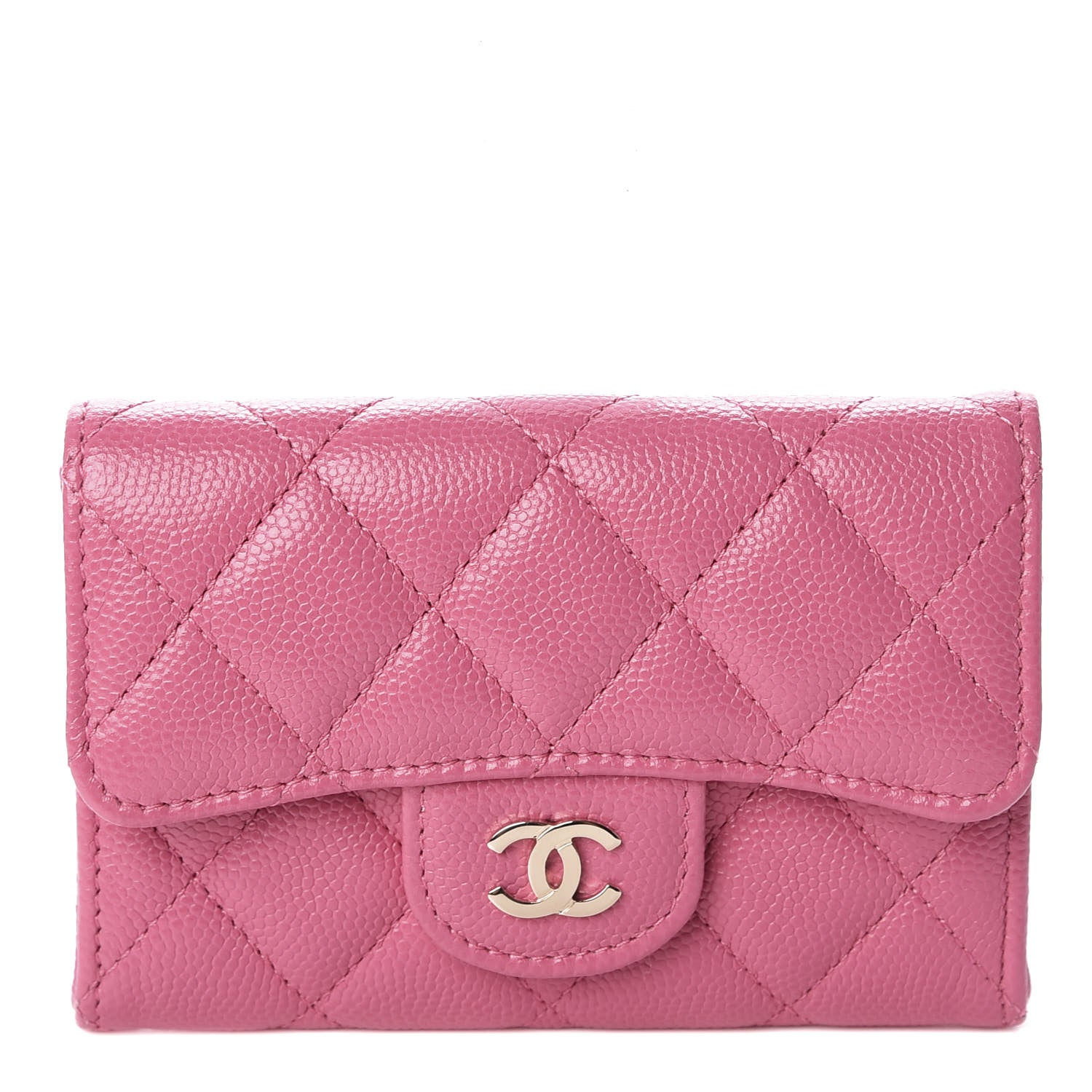 Chanel Caviar Quilted Flap Card Holder Wallet Pink 1 of 9