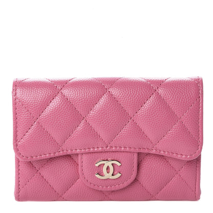 Chanel Caviar Quilted Flap Card Holder Wallet Pink 1 of 9