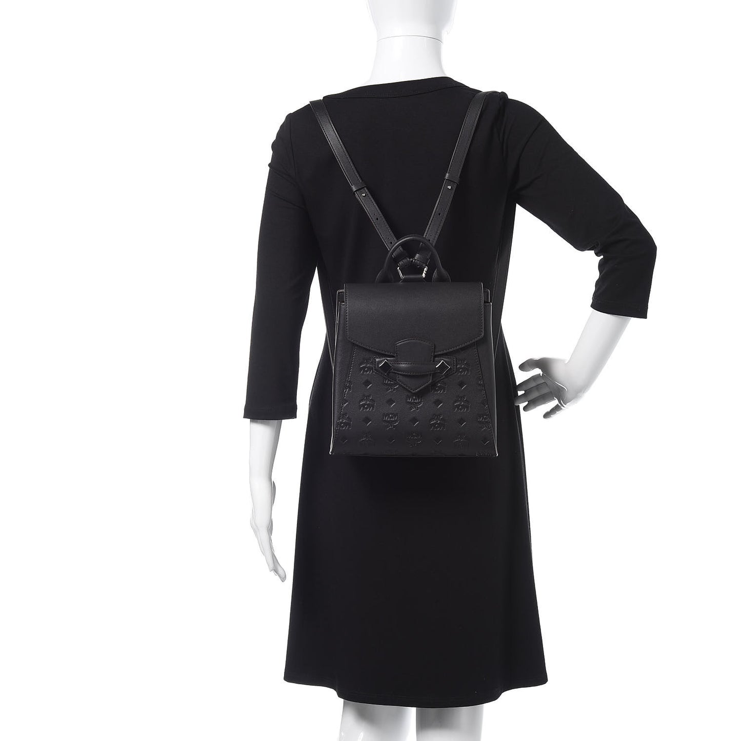 Calfskin Essential Monogram Small Backpack Black