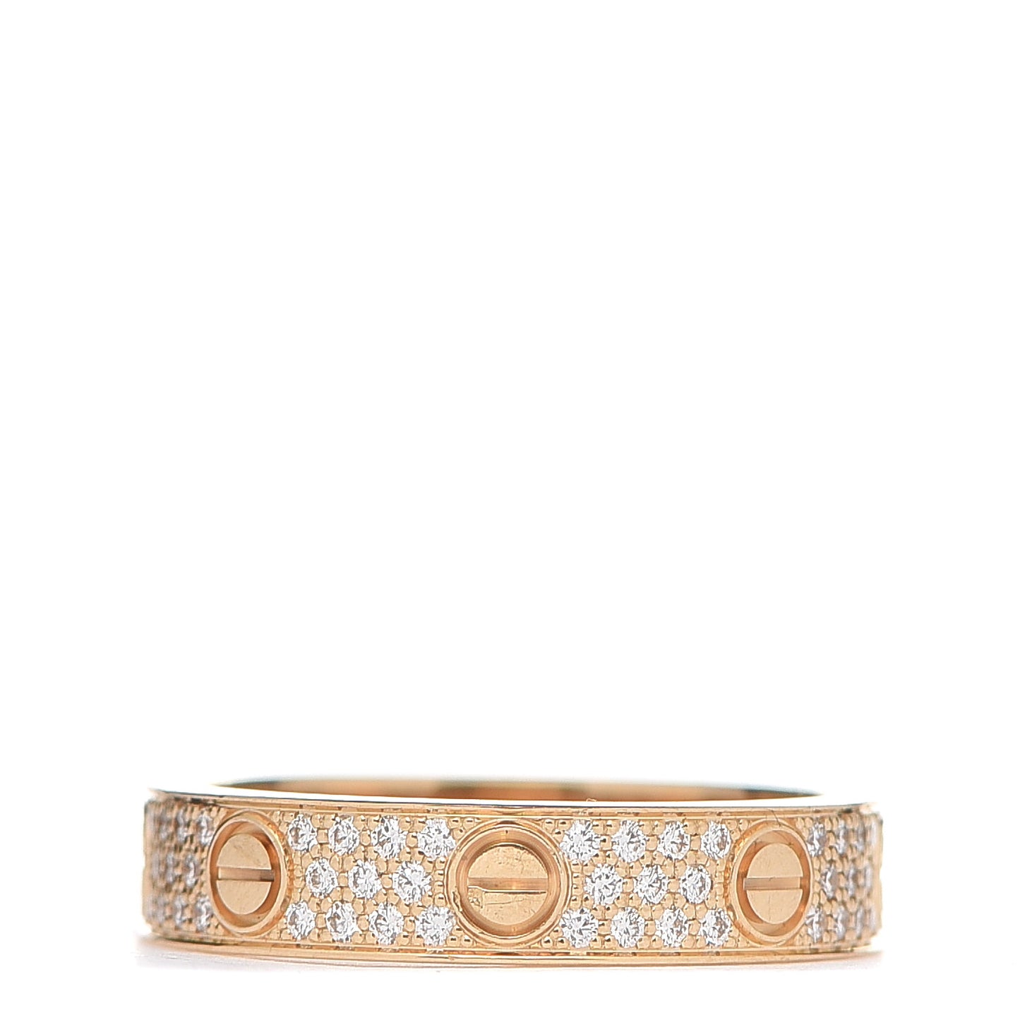 18K Yellow Gold Diamond 4mm LOVE Wedding Paved Band Ring 49 5