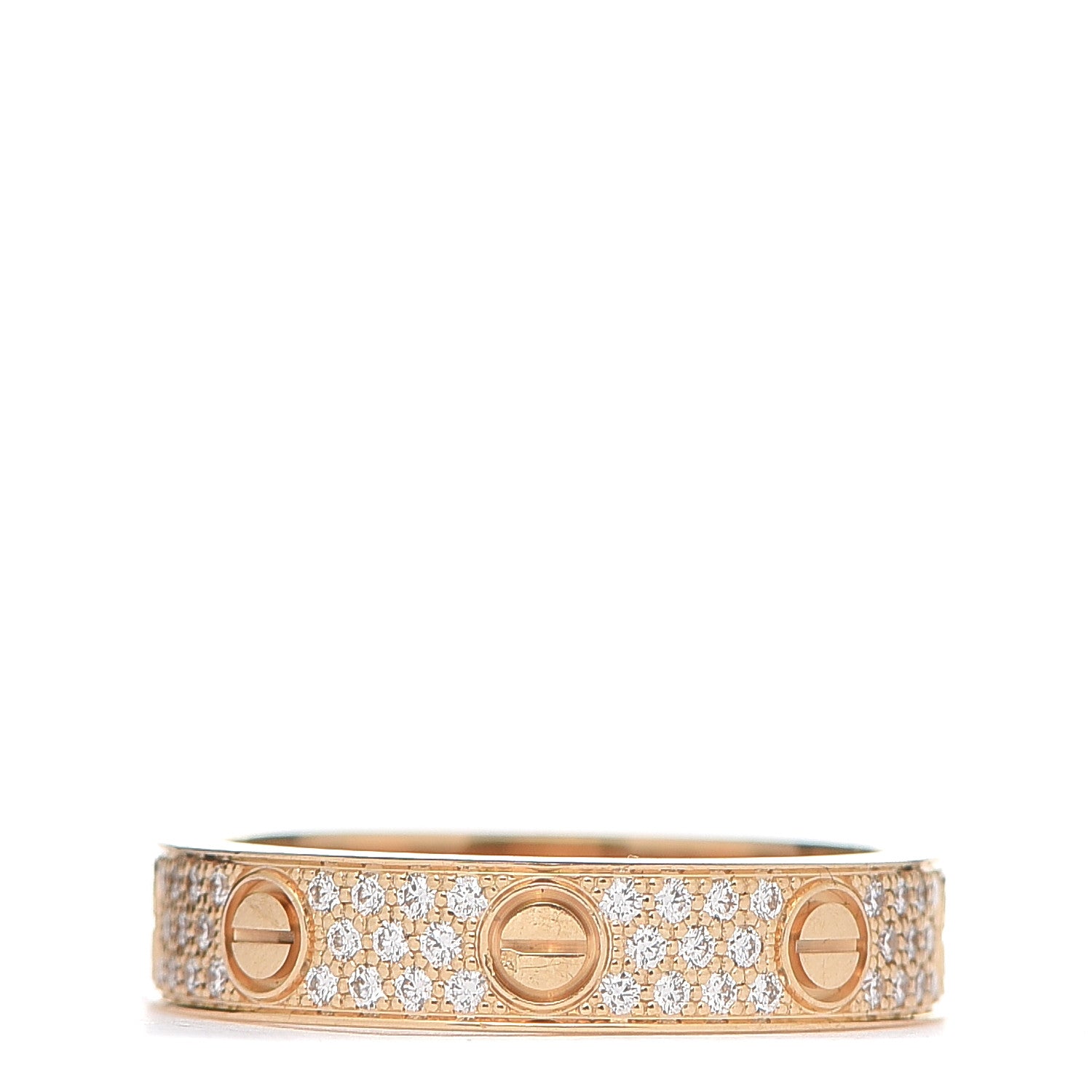 Cartier 18K Yellow Gold Diamond 4mm LOVE Wedding Paved Band Ring 49 5 3 of 6