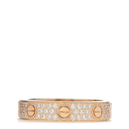 Cartier 18K Yellow Gold Diamond 4mm LOVE Wedding Paved Band Ring 49 5 3 of 6