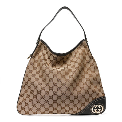 Gucci Monogram Medium New Britt Hobo Dark Brown 1 of 10