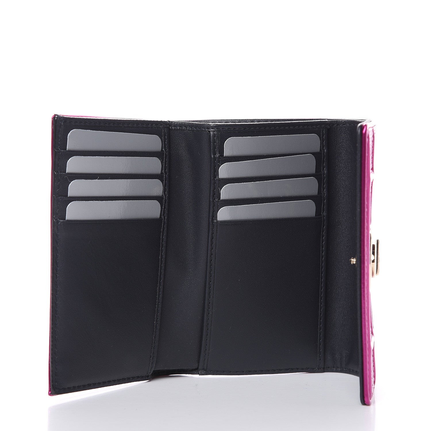 Christian Dior Metallic Patent Micro-Cannage Diorama Elancee Wallet Fuchsia 5 of 7