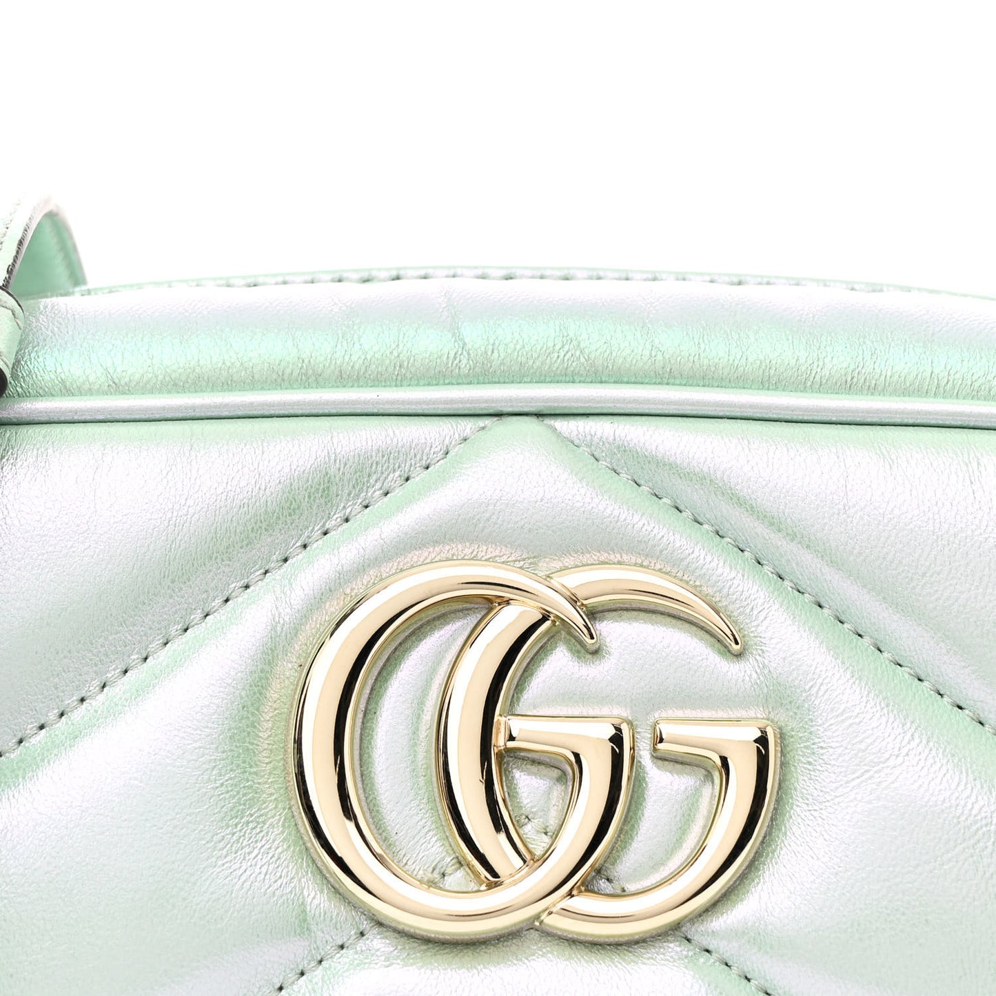 Iridescent Nappa Chevron Matelasse Small GG Marmont Chain Shoulder Bag Iridescent Salvy Green