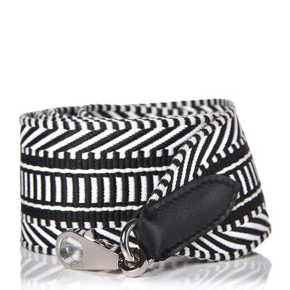 Hermes Toile Swift 50mm Sangle Cavale Shoulder Strap Black Ecru 1 of 4