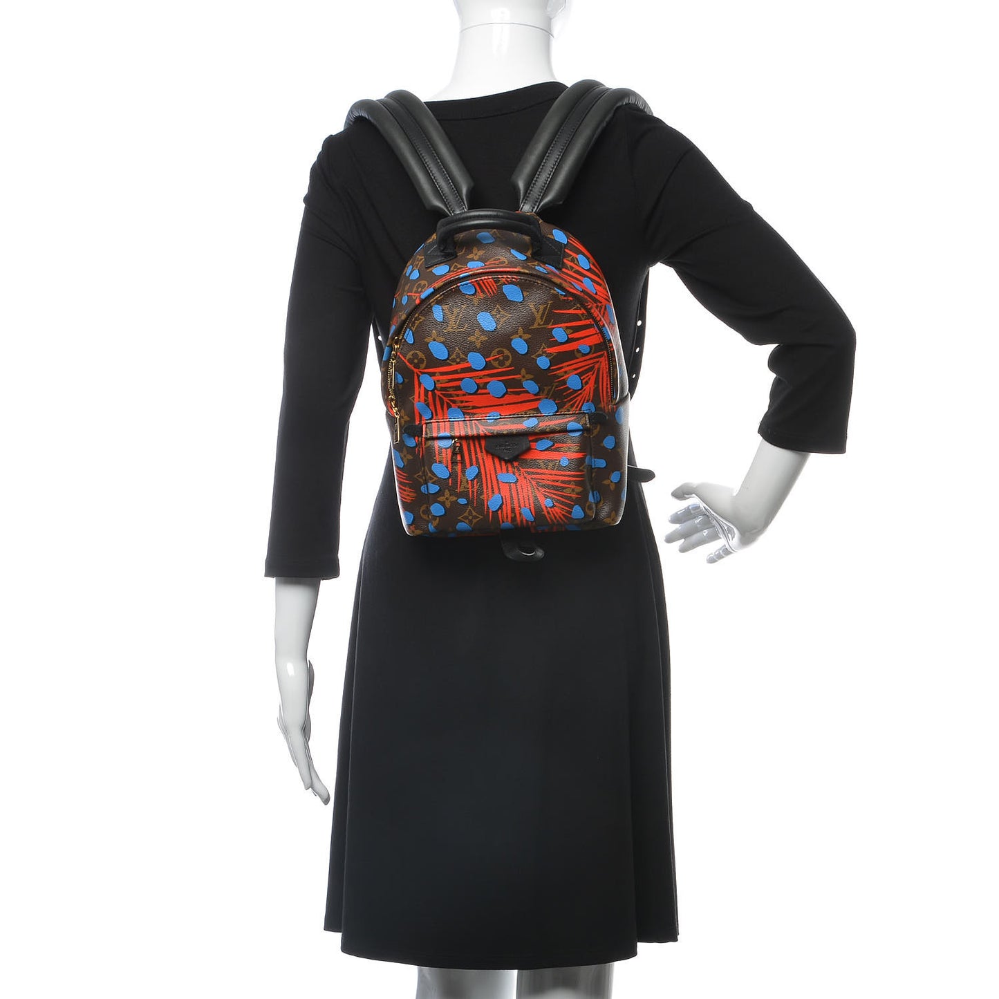 Monogram Jungle Dots Palm Springs Backpack PM Coquelicot Denim