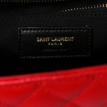 Saint Laurent Grain De Poudre Mixed Matelasse Large Triquilt Monogram Satchel New Red 7 of 10