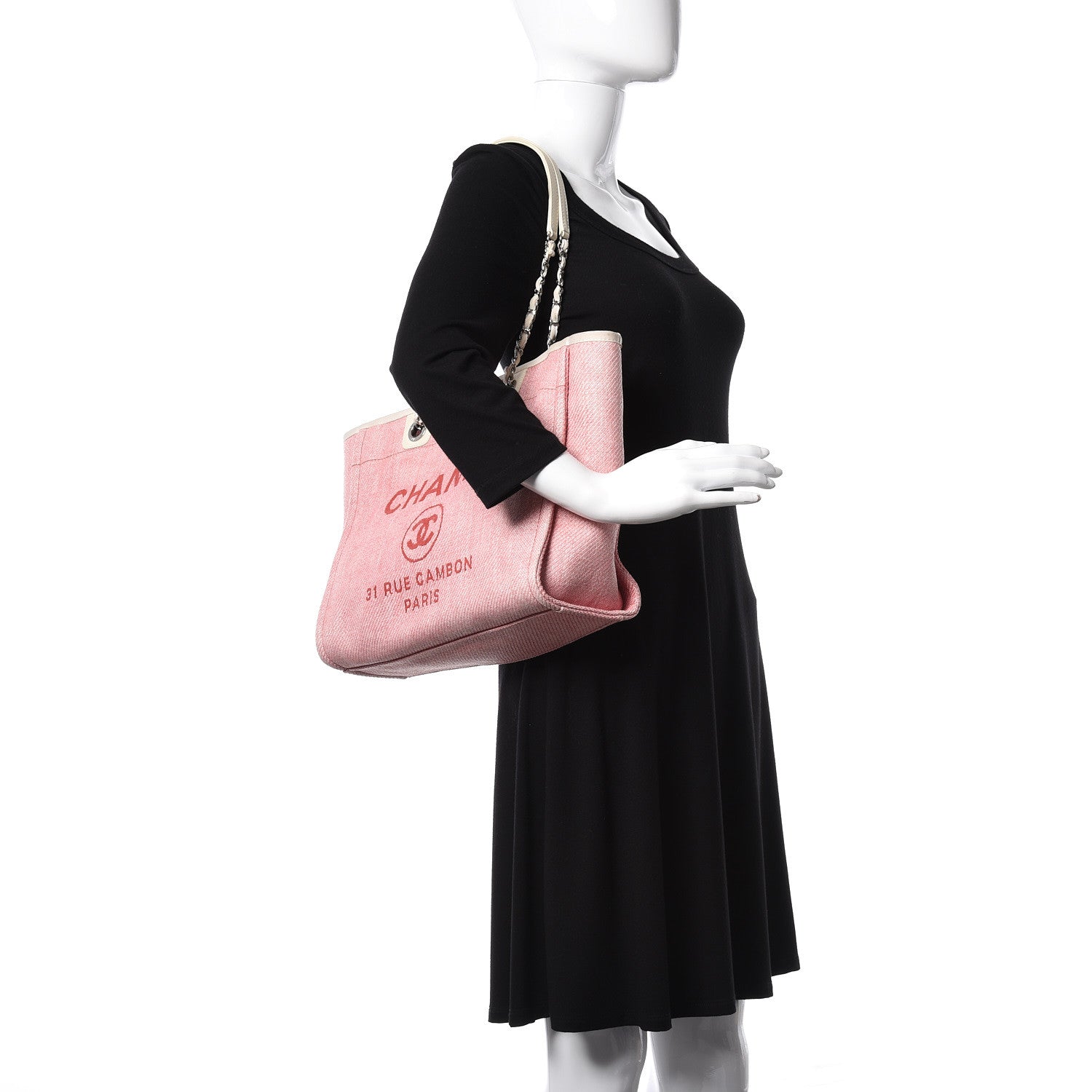 Chanel Woven Straw Raffia Small Deauville Tote Pink 2 of 12
