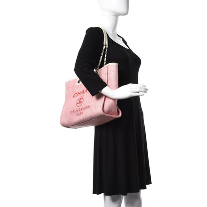Chanel Woven Straw Raffia Small Deauville Tote Pink 2 of 12