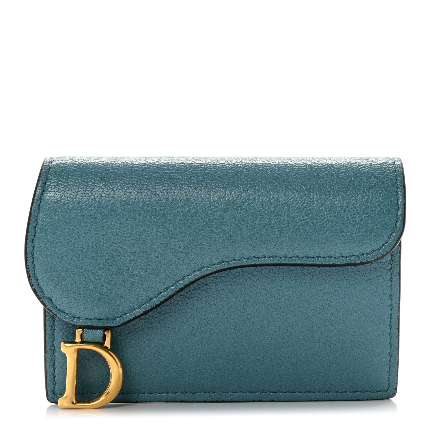 Christian Dior Goatskin Saddle Card Holder Azure Blue 1 of 8