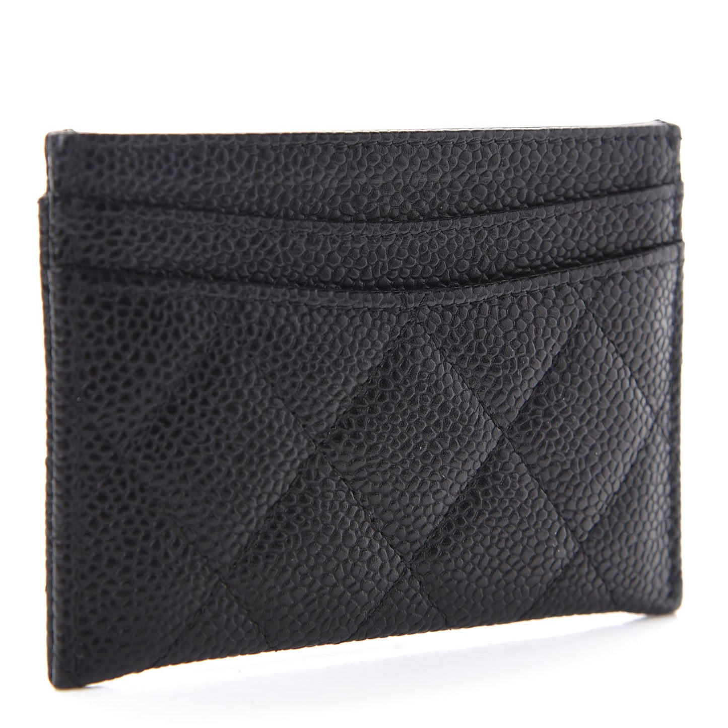 Caviar Quilted Card Holder Black