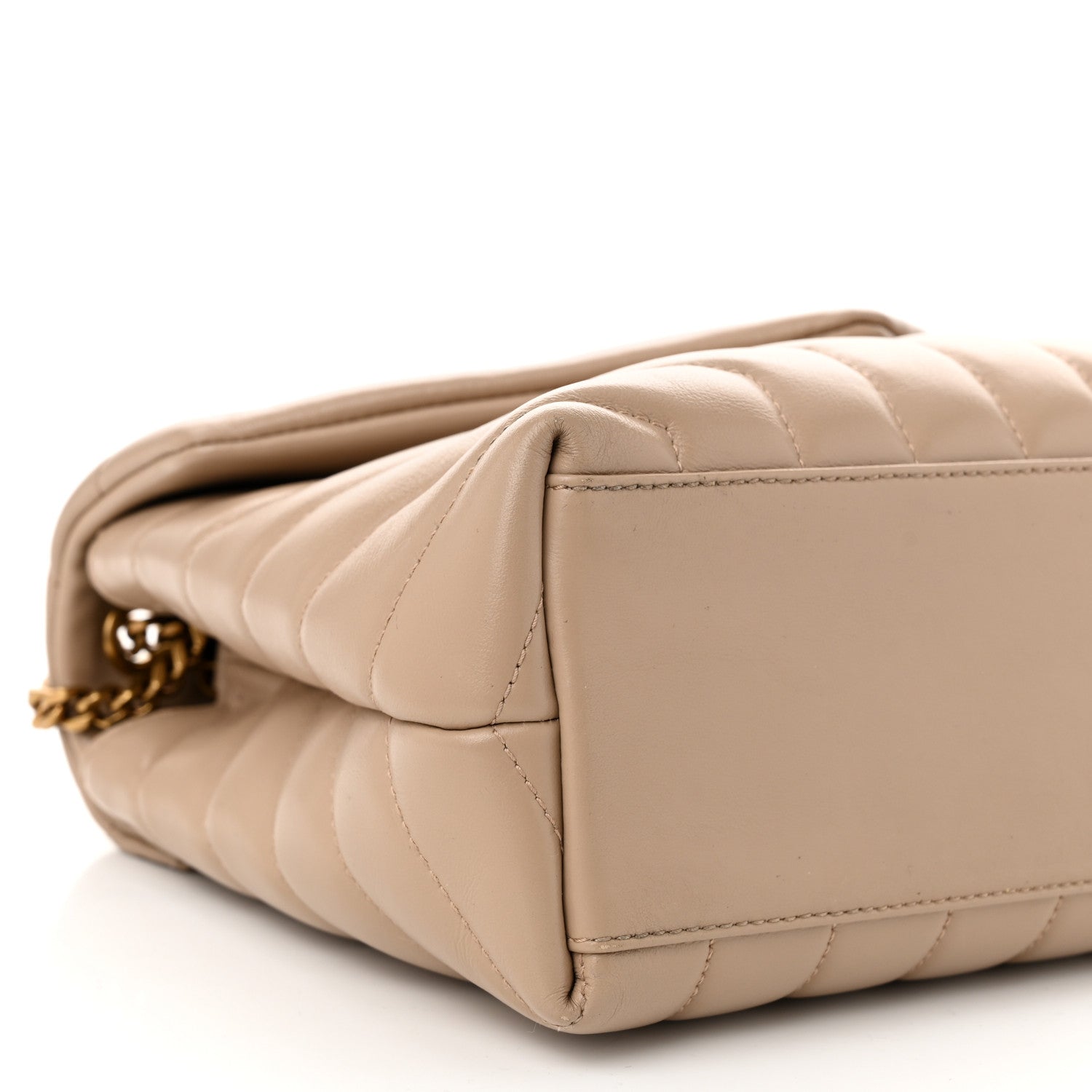 Saint Laurent Calfskin Y Quilted Monogram Small Loulou Chain Satchel Dark Beige 9 of 10