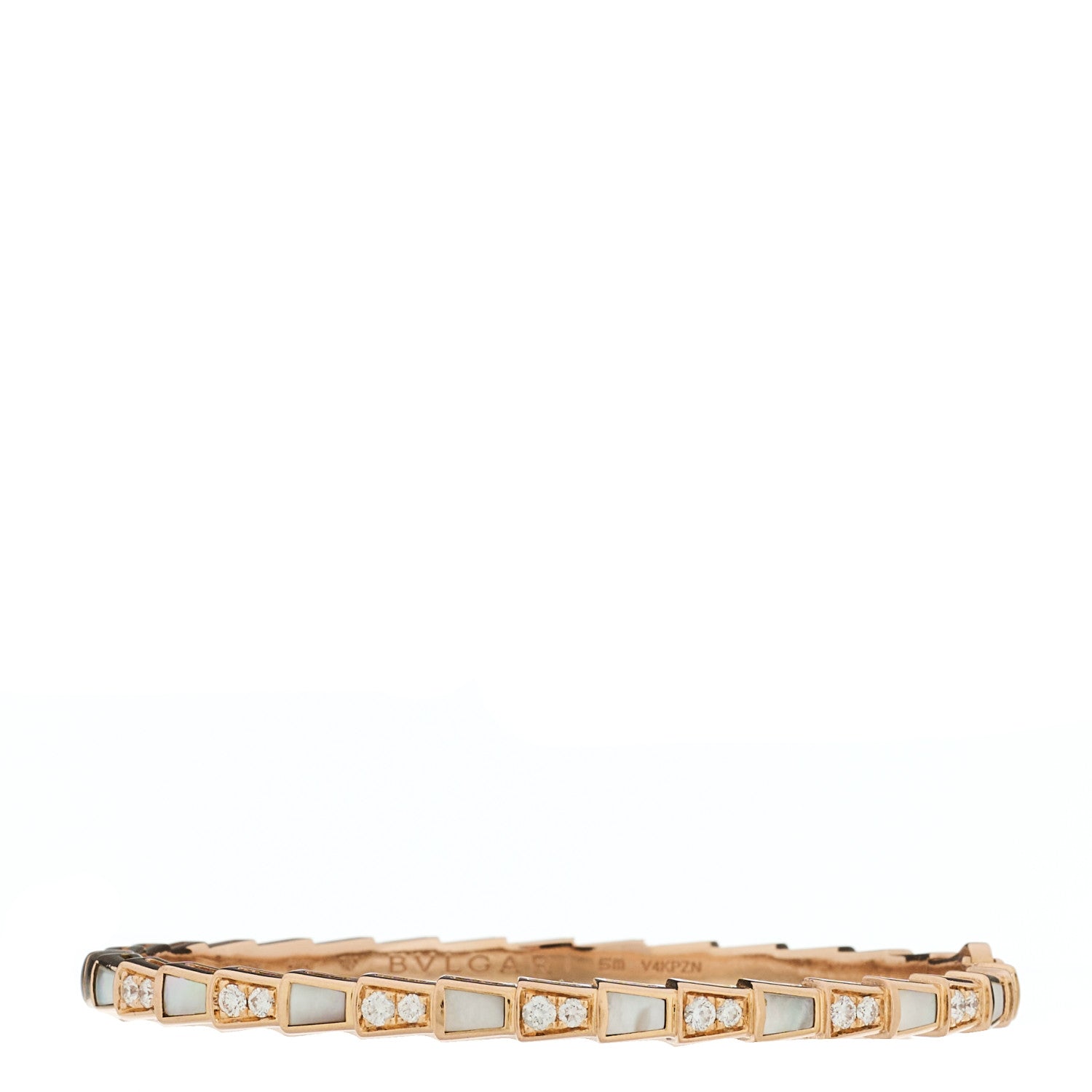 Bulgari 18K Rose Gold Diamond Mother of Pearl Serpenti Viper Bangle Bracelet SM 1 of 4