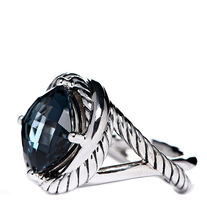 David Yurman Sterling Silver Hampton Blue Topaz 11mm Infinity Ring 52 6 3 of 5