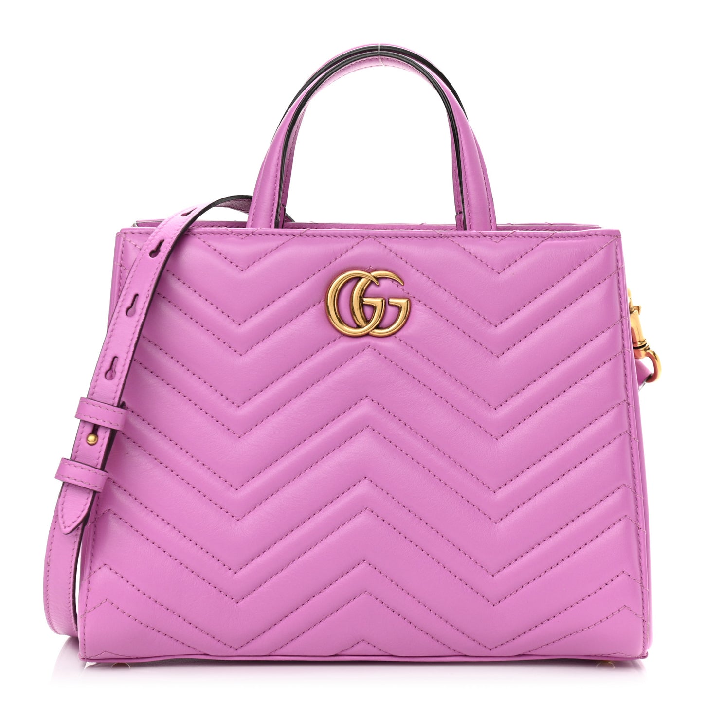 Calfskin Matelasse Small GG Marmont Tote Candy Mousse