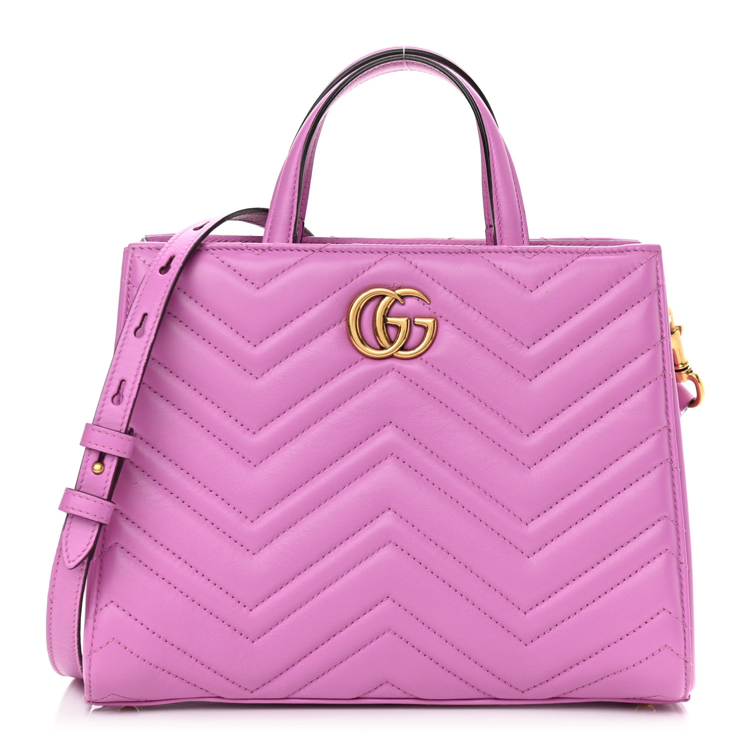 Gucci Calfskin Matelasse Small GG Marmont Tote Candy Mousse 1 of 17