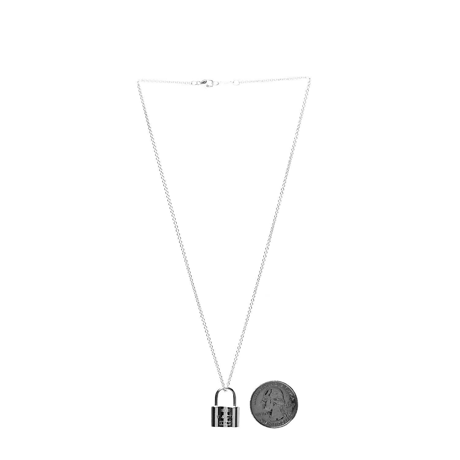 Tiffany Sterling Silver 1837 Lock Charm Pendant Necklace 3 of 6