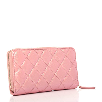 Chanel Iridescent Caviar Quilted Medium Zip Around Wallet Pink 3 of 10