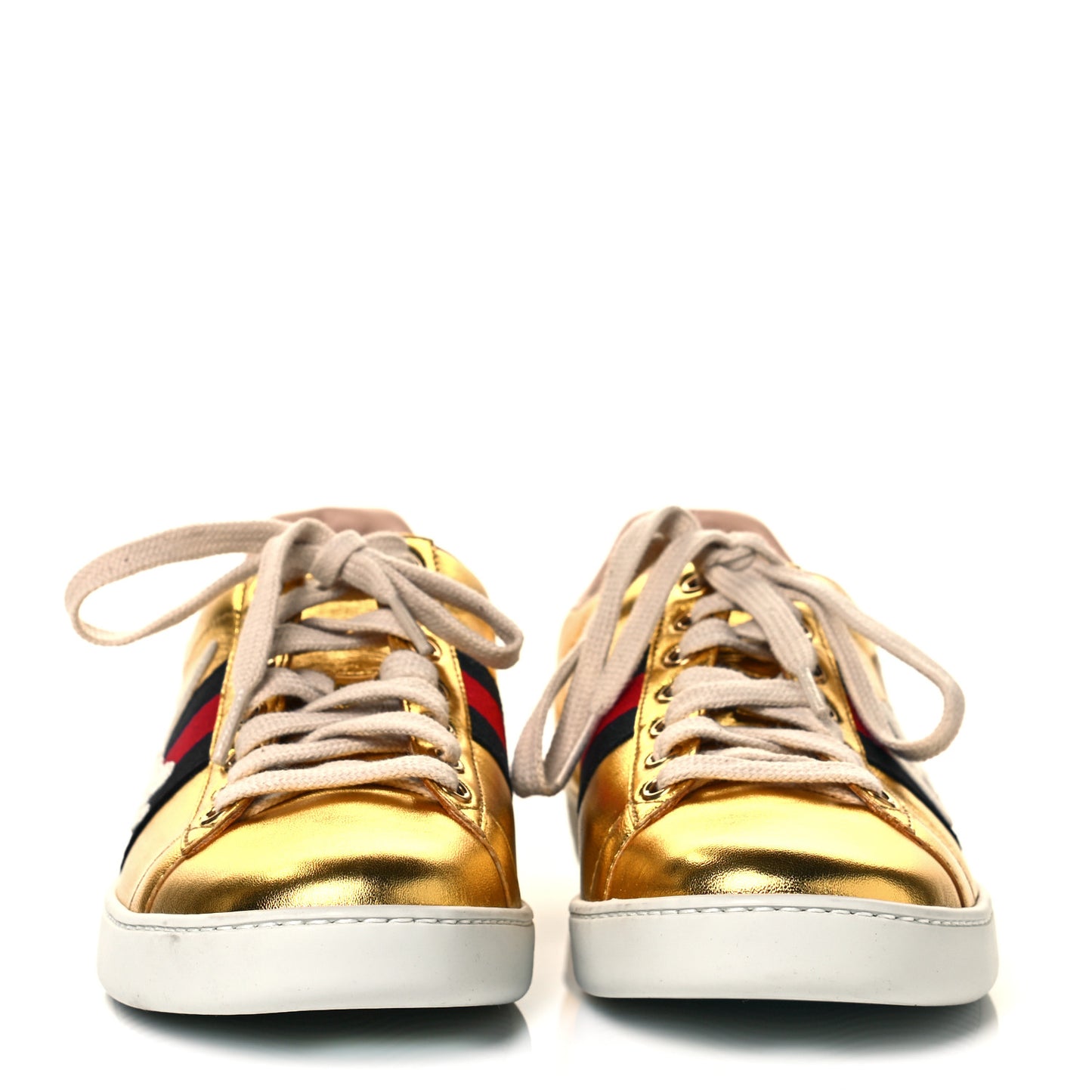 Metallic Nappa Web Blind for Love Womens Ace Sneakers 37.5 Oro