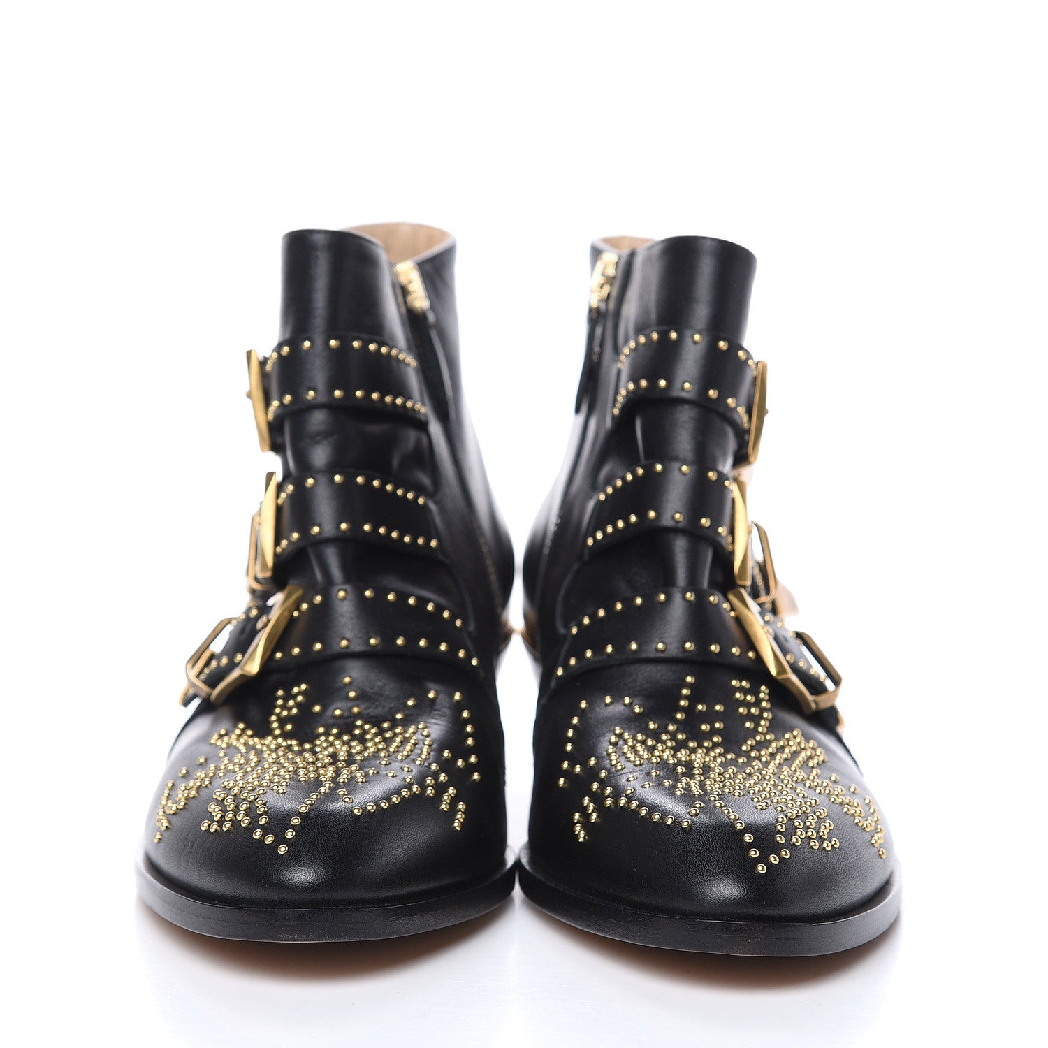 Chloe Nappa Sheepskin Studded Susanna Ankle Boots 39.5 Black 2 of 9