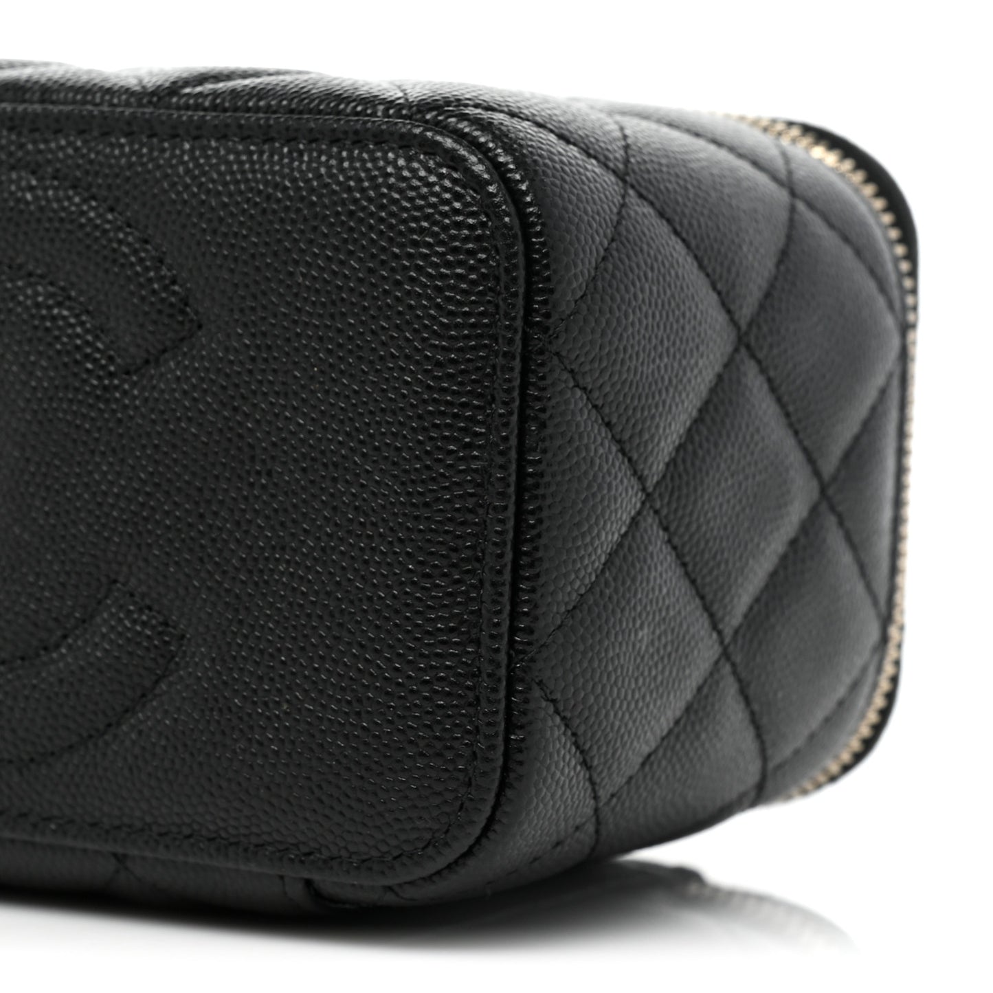 Caviar Quilted Small Vanity Case With Chain Black