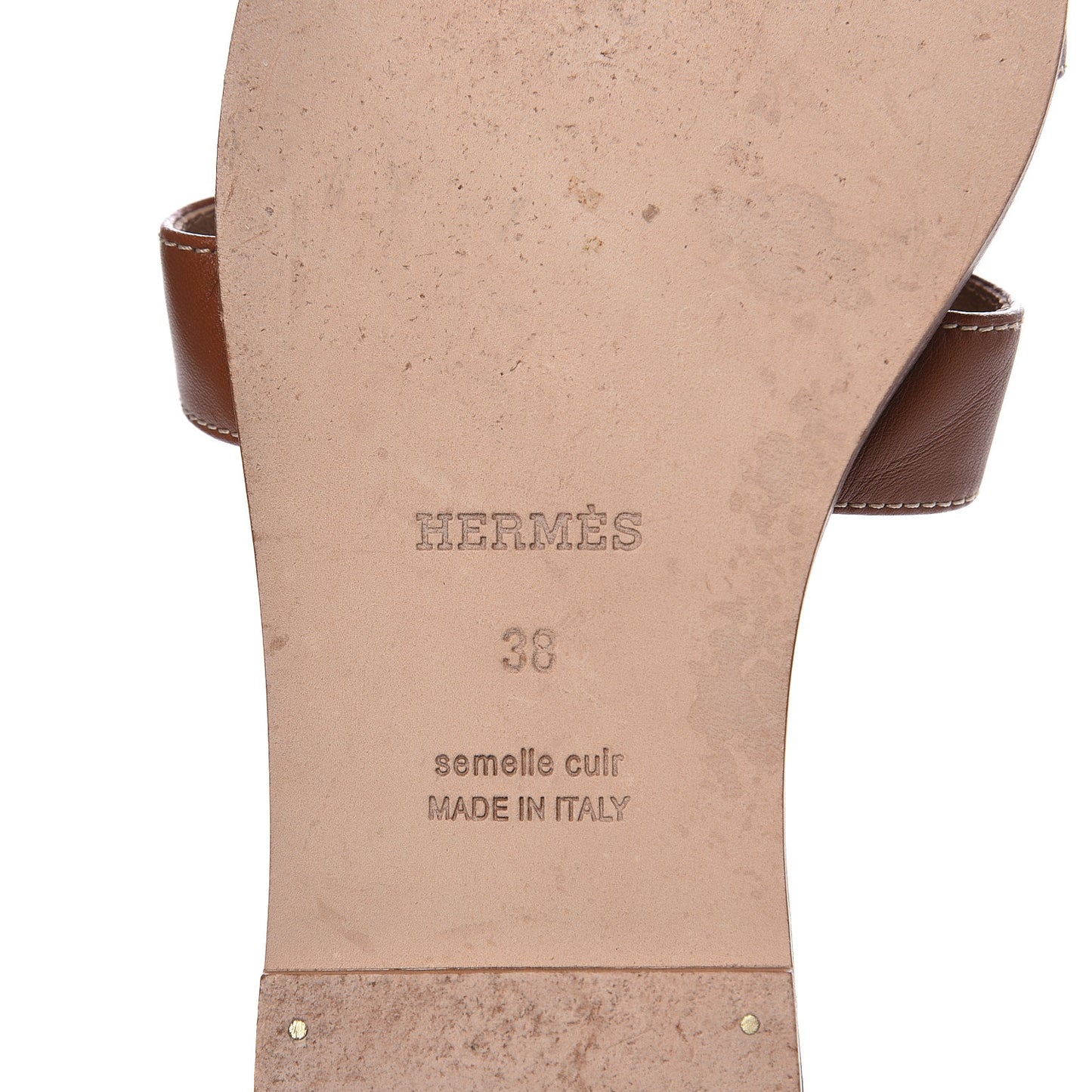 Box Calfskin Oran Sandals 38 Gold