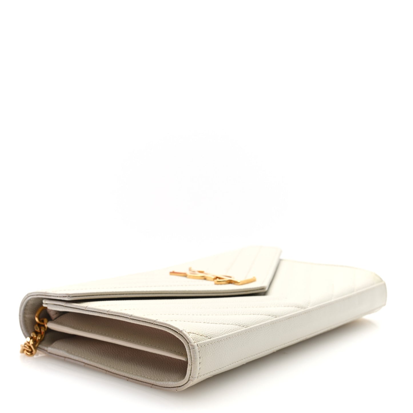 Grain De Poudre Matelasse Chevron Monogram Chain Wallet Crema Soft