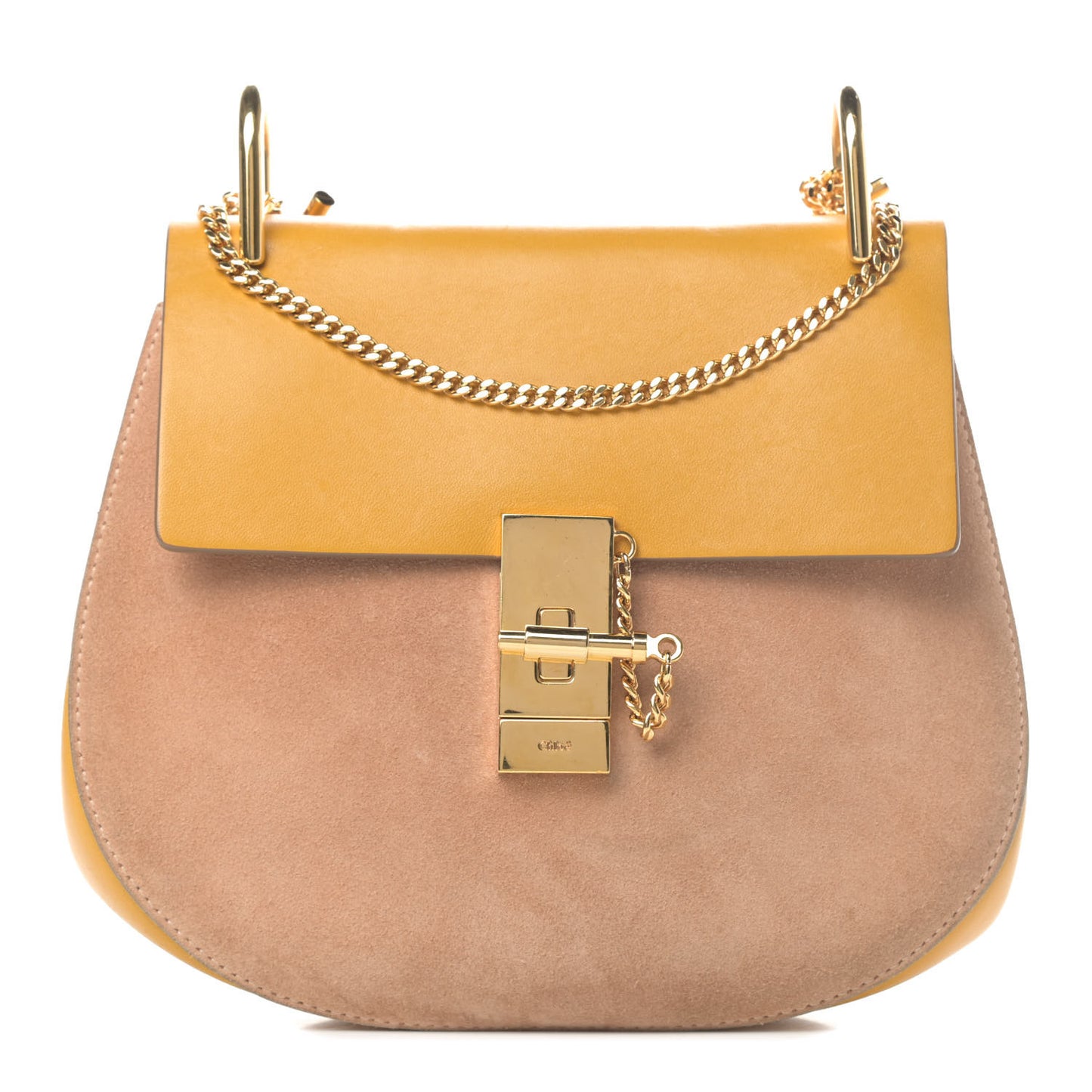 Suede Smooth Calfskin Drew Shoulder Bag Wet Sunflower