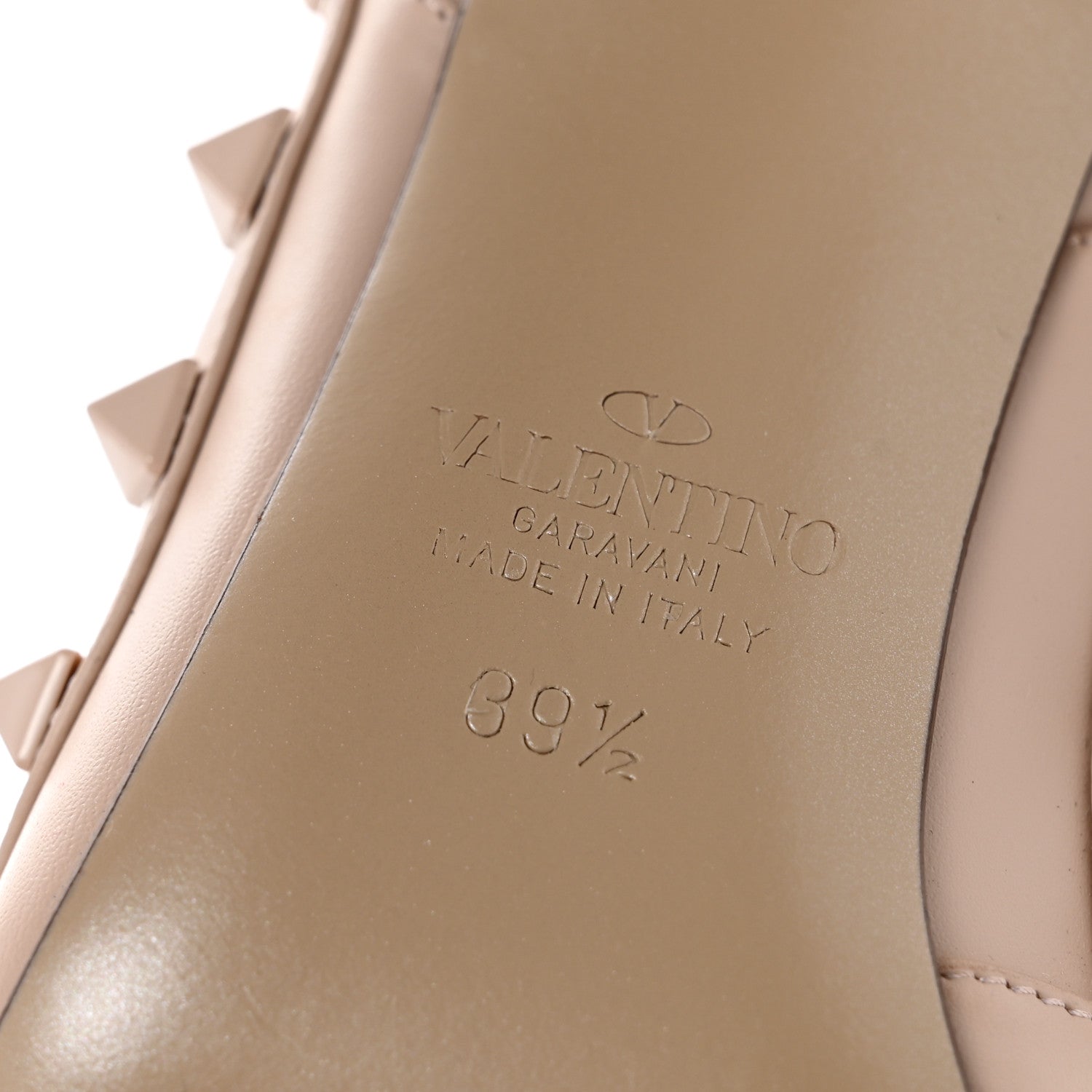 Valentino Garavani Calfskin Lacquered Monochrome Rockstud Ankle Strap 100mm Pumps 39.5 Poudre 7 of 10