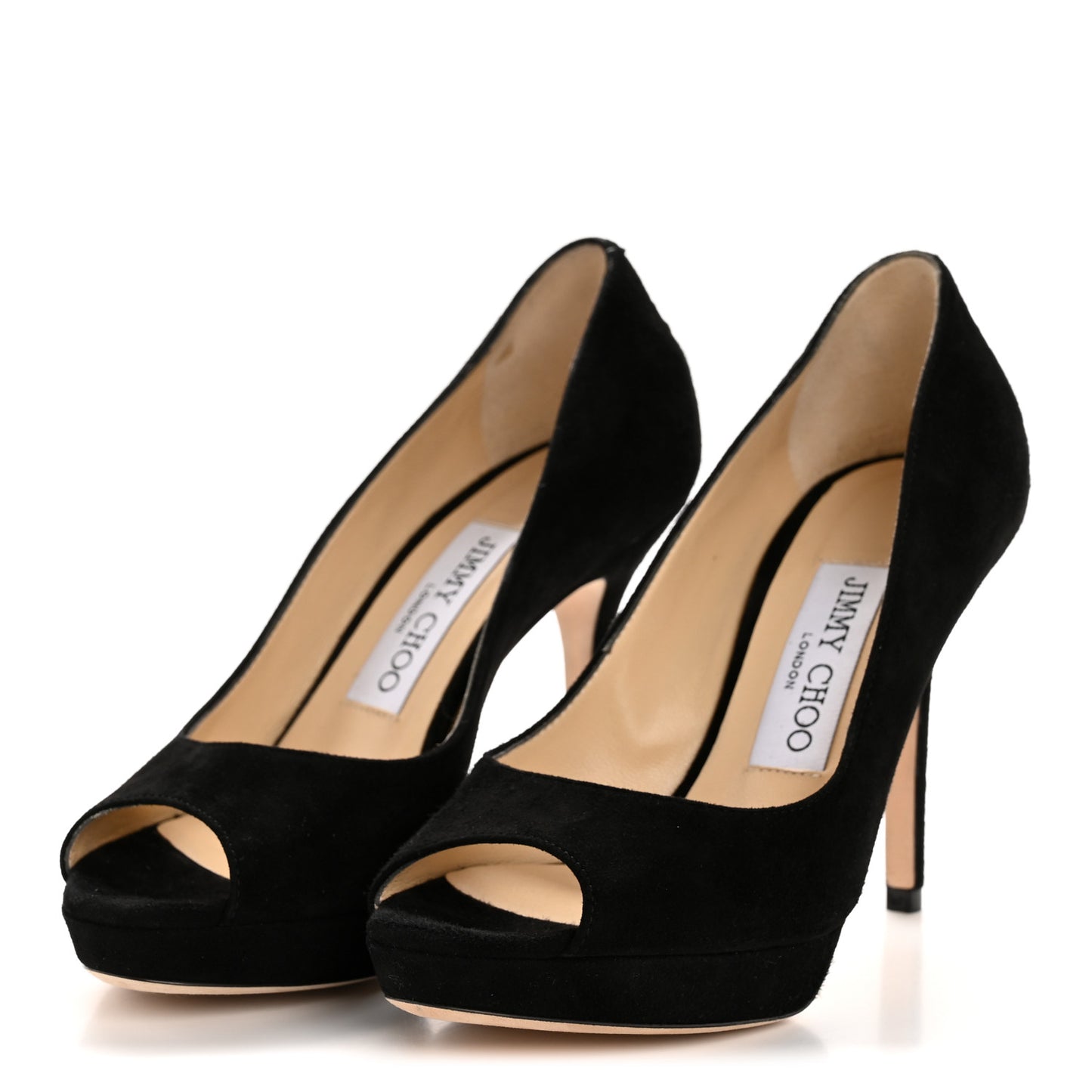 Suede Luna 110 Platform Peep Toe Pumps 35 Black