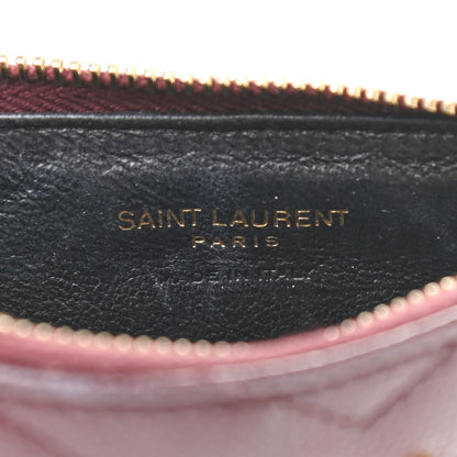 Saint Laurent Grain De Poudre Matelasse Chevron Monogram Fragments Zippered Card Case Rouge Legion 6 of 7