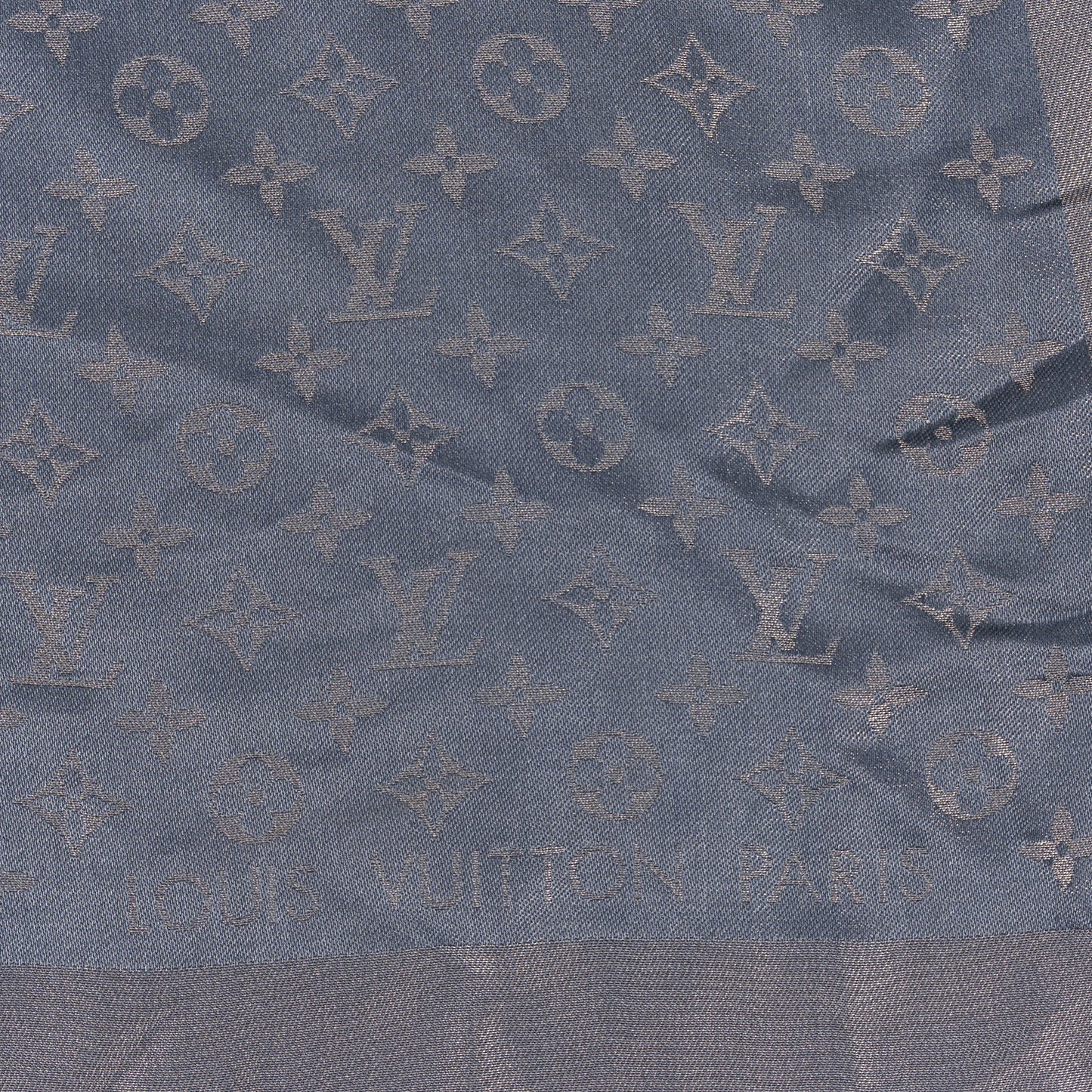 Silk Lurex Wool Monogram Shine Shawl Charcoal Grey